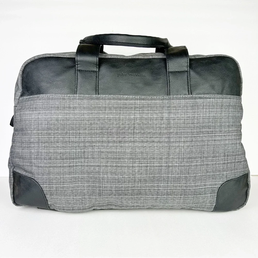 John Varvatos Weekender Gray Black Lightweight Vegan Travel Duffel Bag